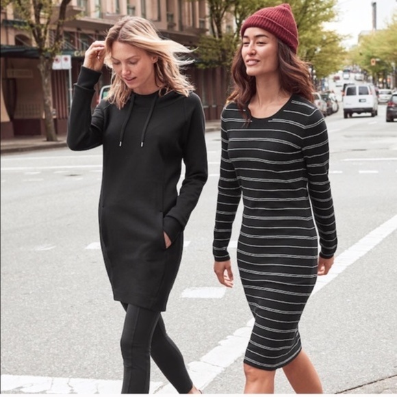 Athleta stripe black white sweater dress - Picture 1 of 4